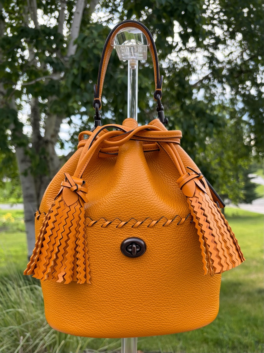 Coach Lora Whipstitch Bucket Bag Pebble Leather Like New - Picture 6 of 17